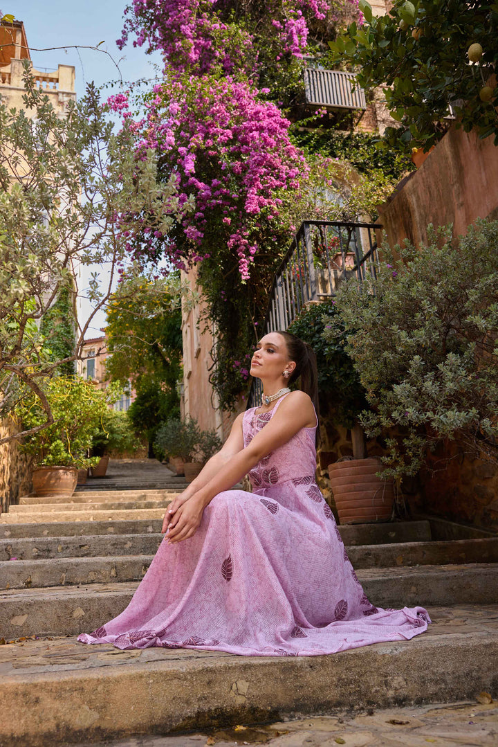 Neerus Pink Casual Maxi Printed Dresses