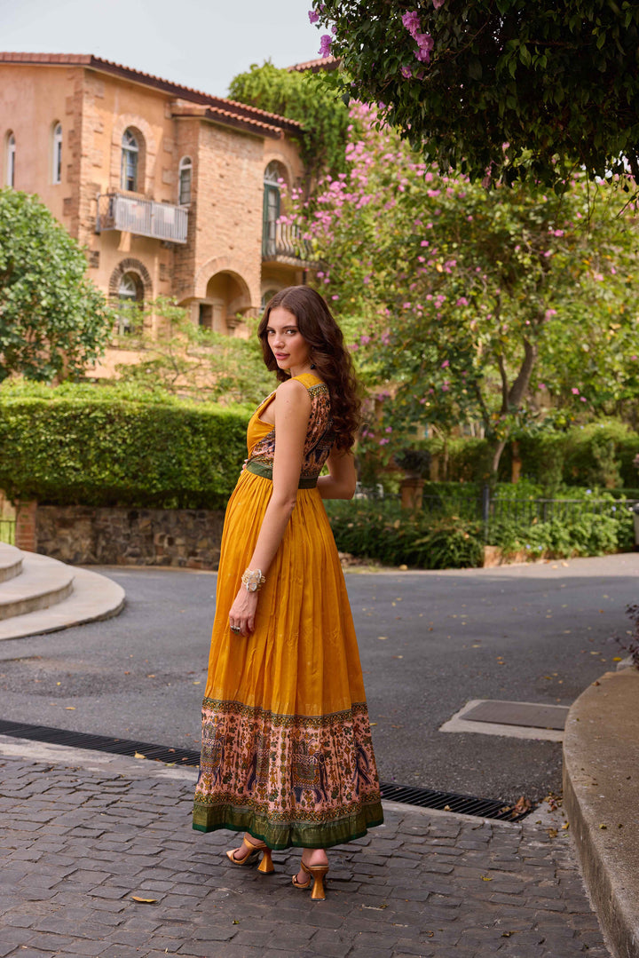 Neerus Gold Casual Maxi Solid Dresses