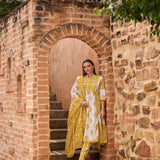 Neerus M Green Printed Anarkali Kurta and Trousers With Dupatta