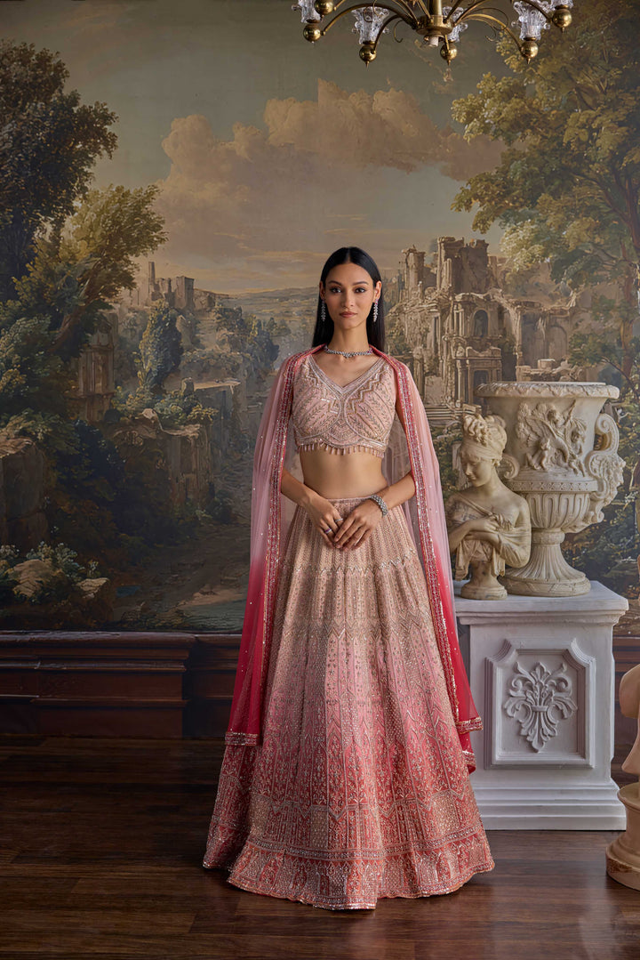 Pink Tissue Heavy Stone Work Ghagra Set