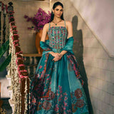 Green Tissue Hand Embroidery Cord Set Blouse Ghagra Set