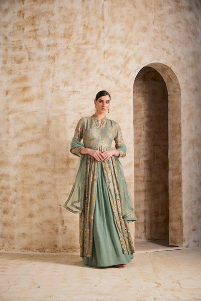 Neeru's Sea Green Color Georgette Fabric Suit Set