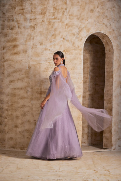 NEERU'S LILAC COLOR NETT FABRIC GOWN