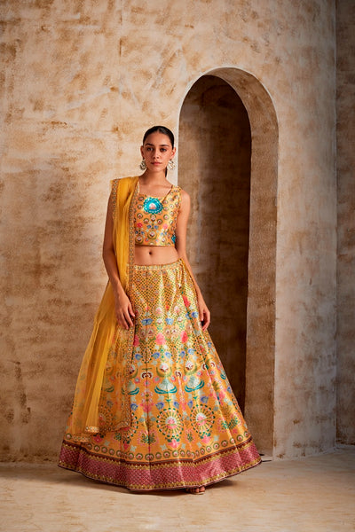 Blue and Mustard Gharara Set – Ejaaz Couture