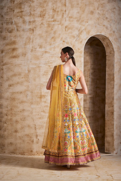 NEERU'S YELLOW COLOR SILK FABRIC GOWN
