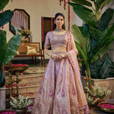 Onion Tissue Zari Embroidery Ghagra Set