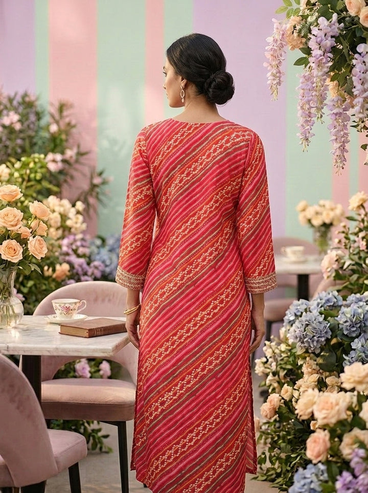 Rani Pink Rayon Printed Kurta