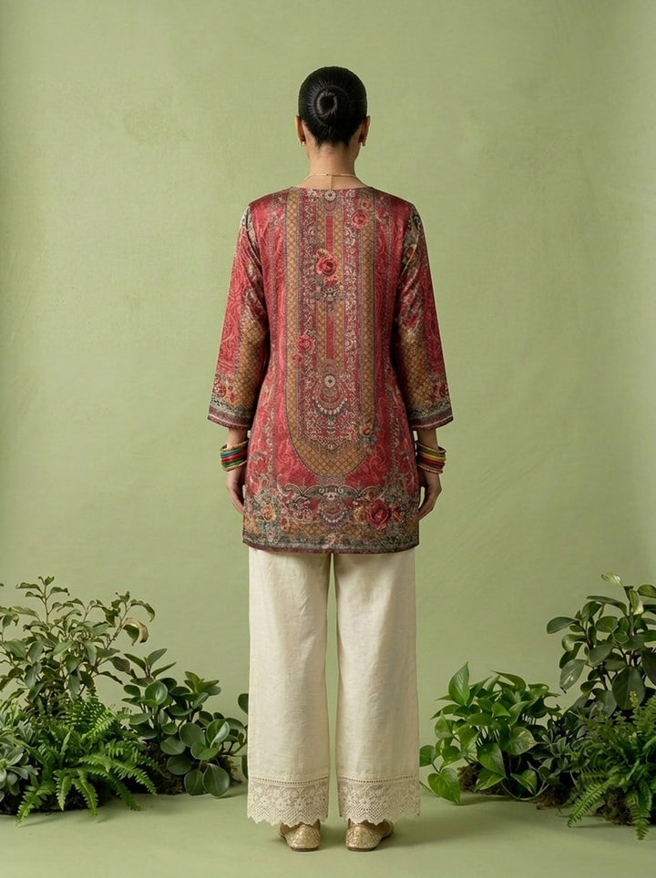 Maroon Crepe Digital Printed Kurti
