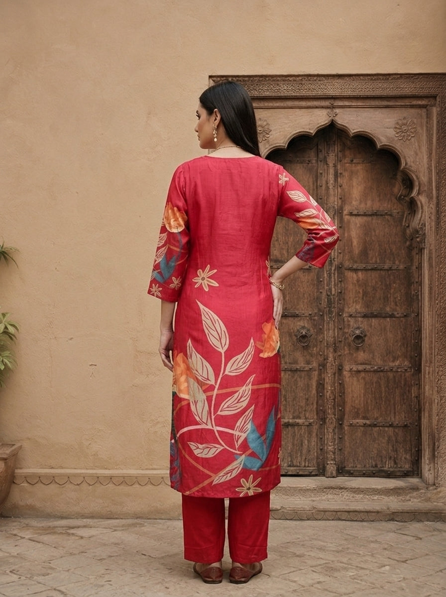 Rani Silk Floral Printed Three Piece Set