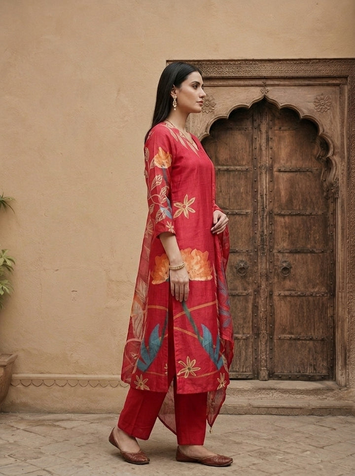 Rani Silk Floral Printed Three Piece Set