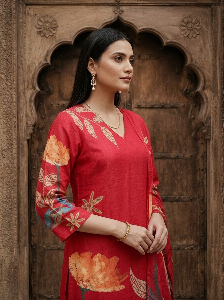 Rani Silk Floral Printed Three Piece Set