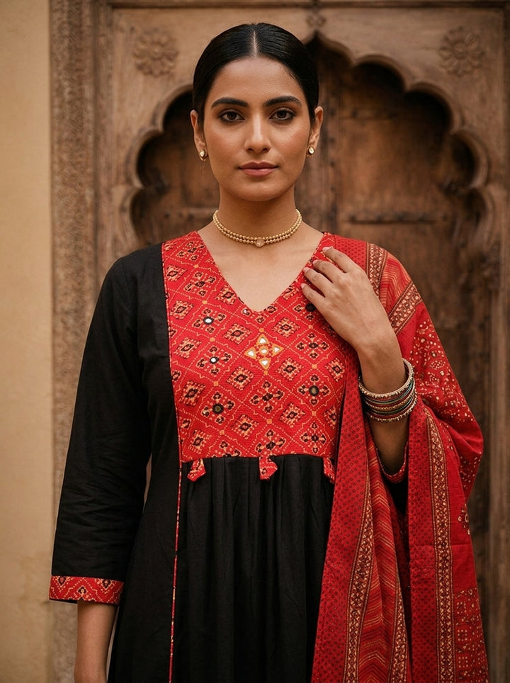 Black Cotton Three Piece Set