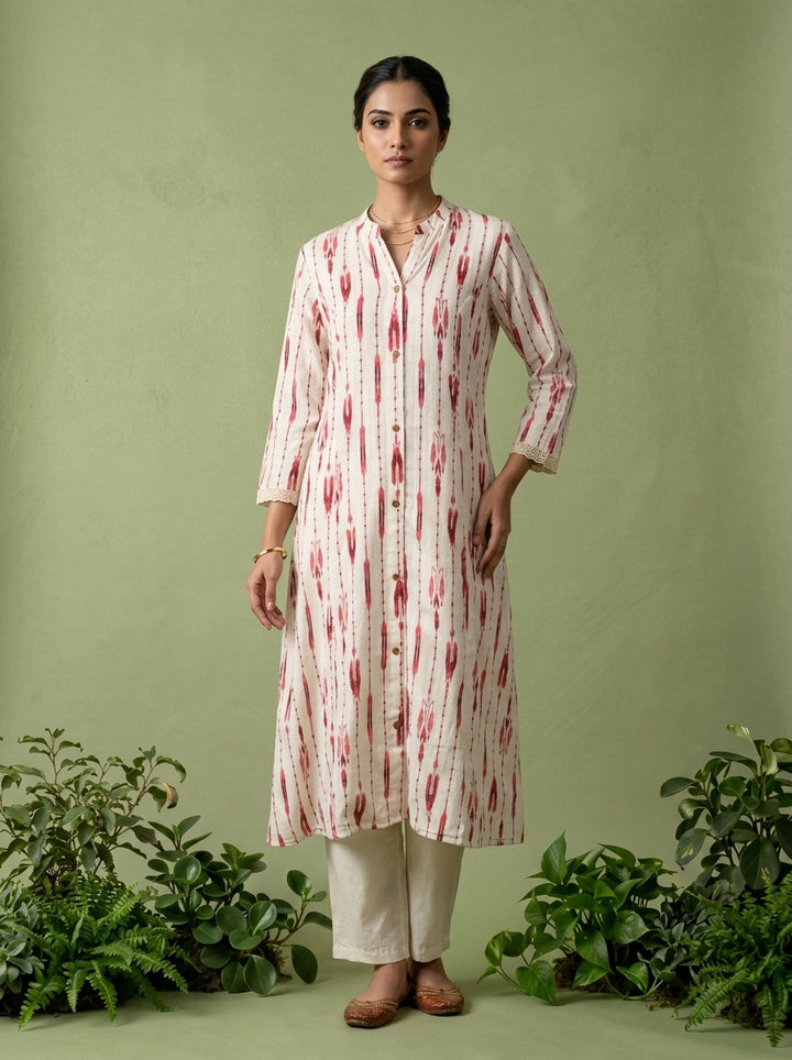 Maroon Chikankari Printed Two Piece Set