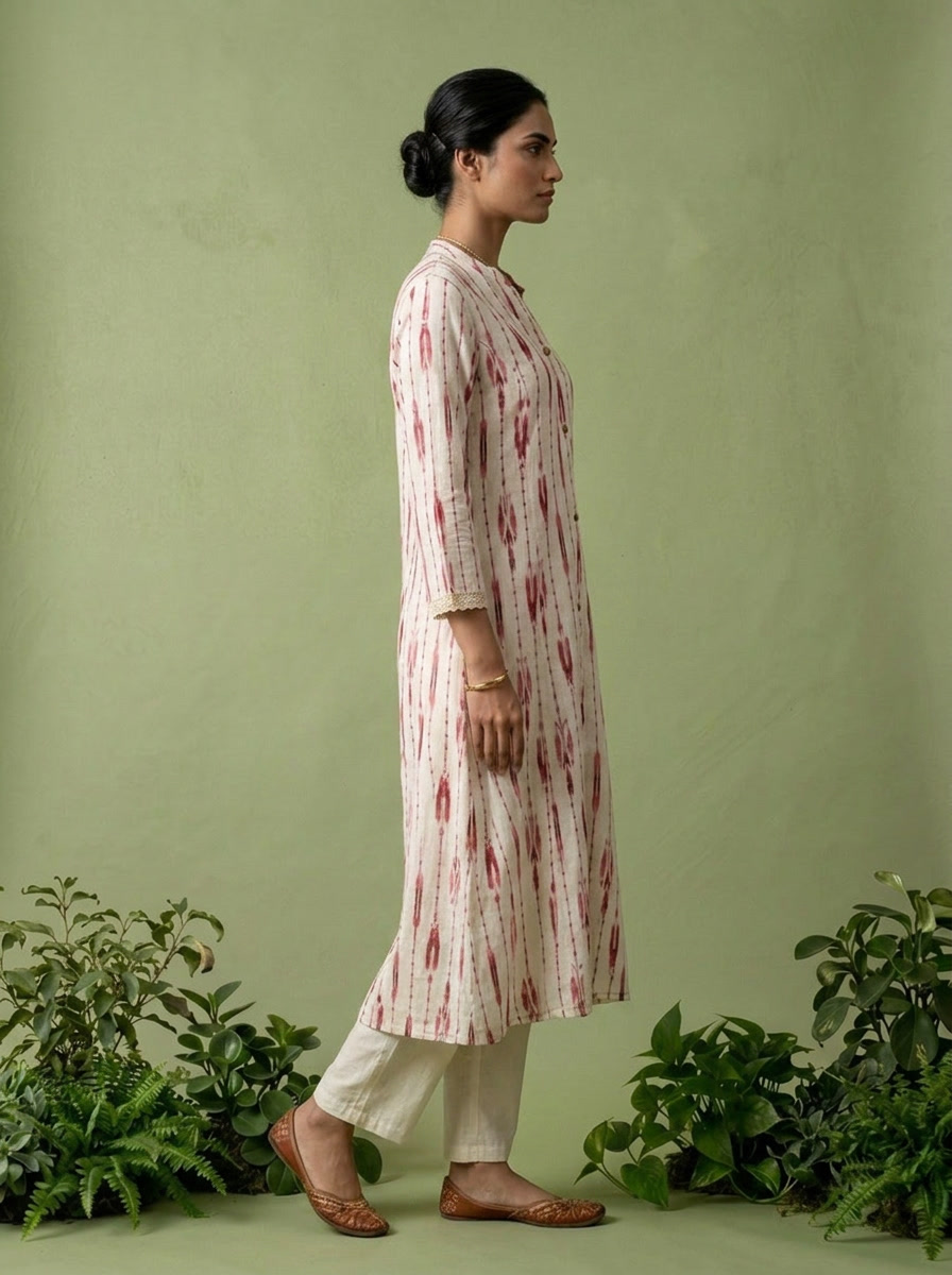 Maroon Chikankari Printed Two Piece Set