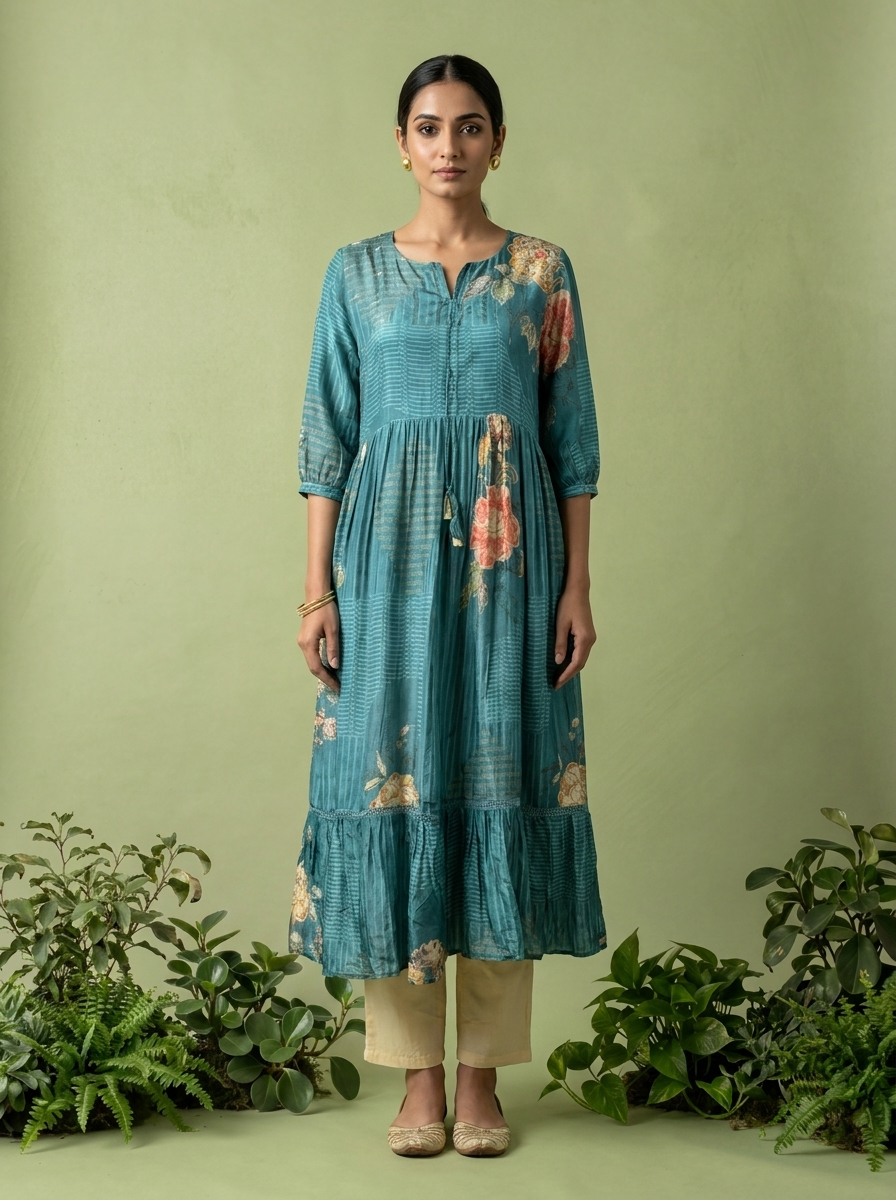 Rama Muslin Floral Printed Kurta