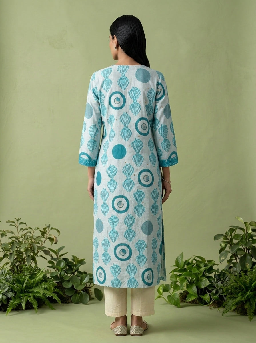 Sea Green Rayon Printed Two Piece Set