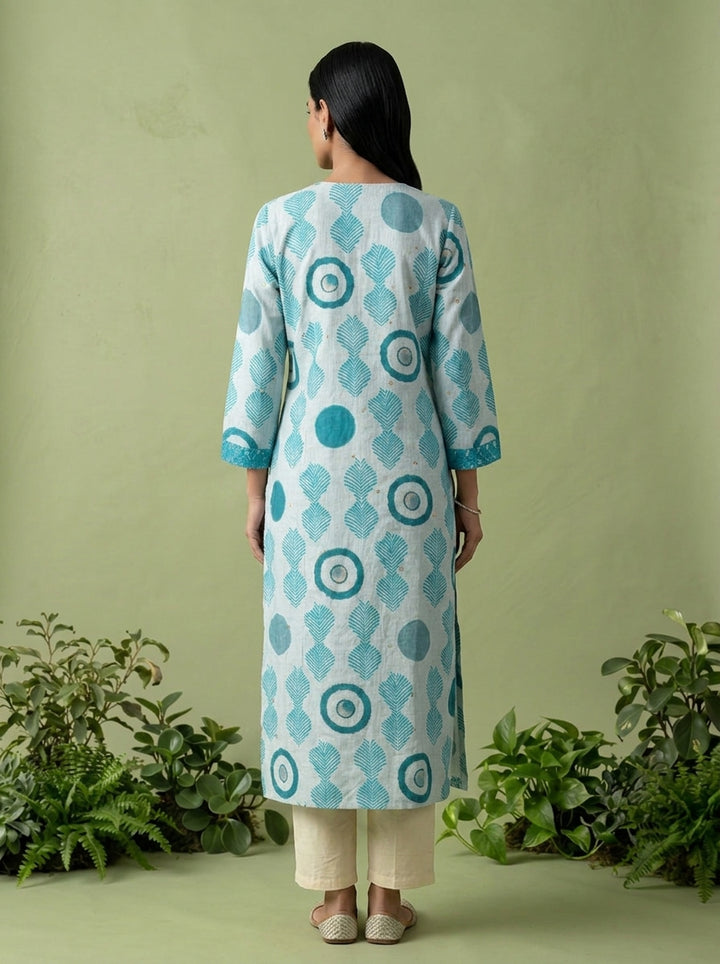 Sea Green Rayon Printed Two Piece Set