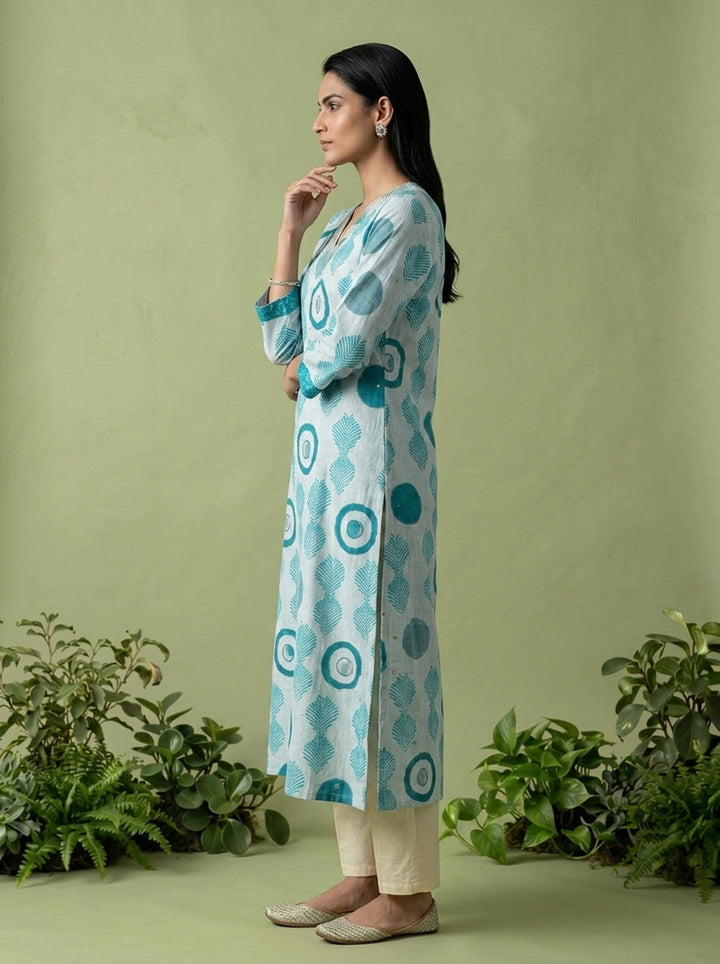 Sea Green Rayon Printed Two Piece Set