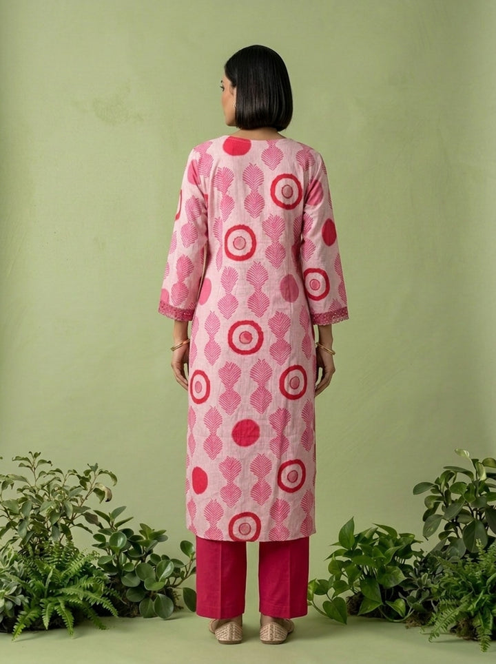 Pink Rayon Printed Two Piece Set