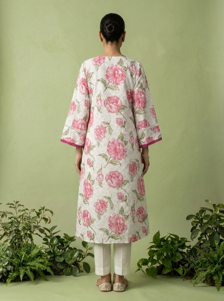 Magenta Cotton Floral Printed Two Piece Set