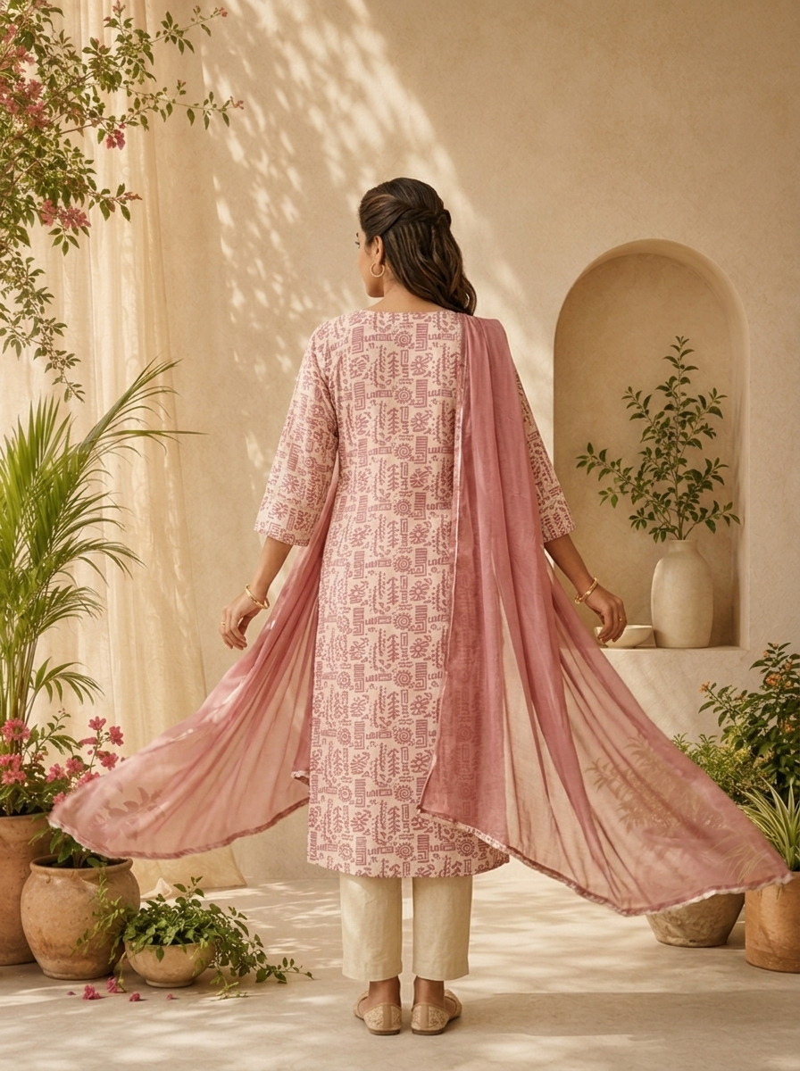 Onion Linen Patch Embroidery Three Piece Set