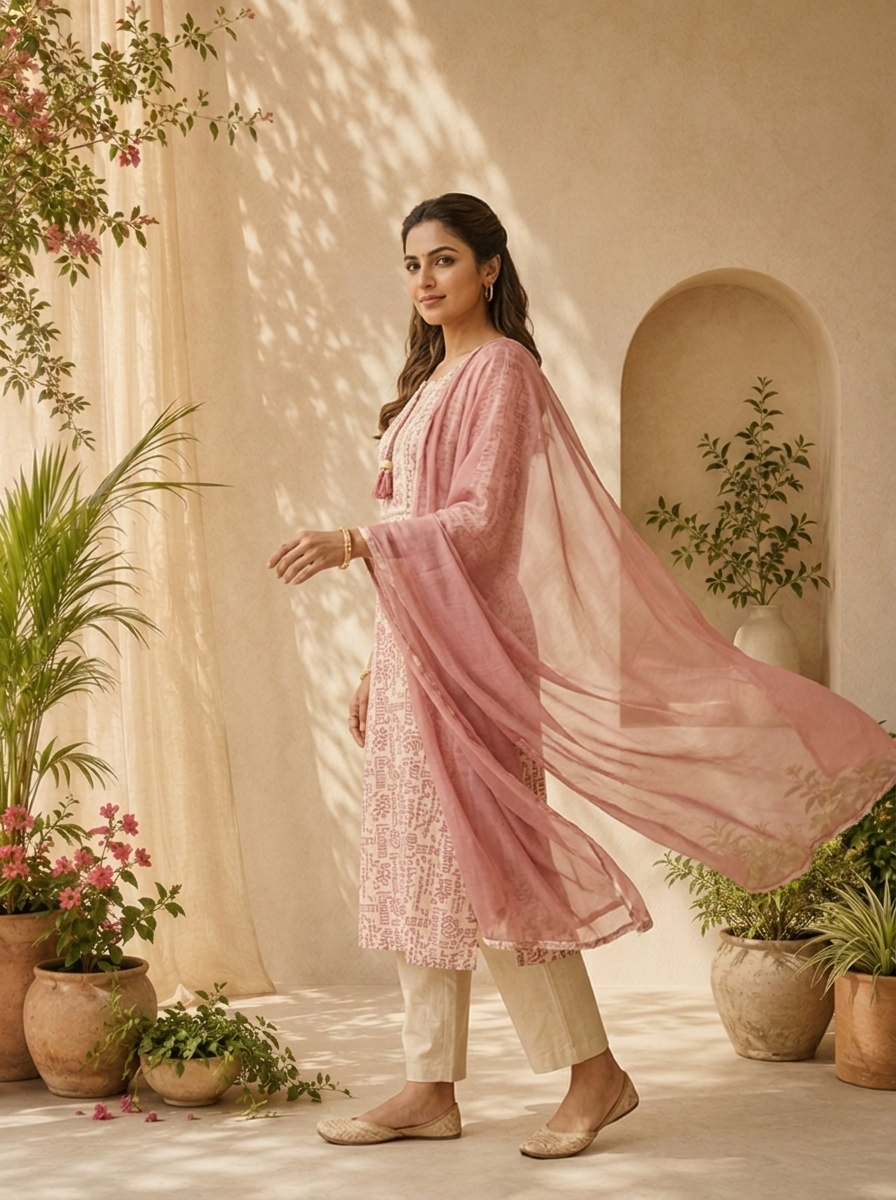 Onion Linen Patch Embroidery Three Piece Set
