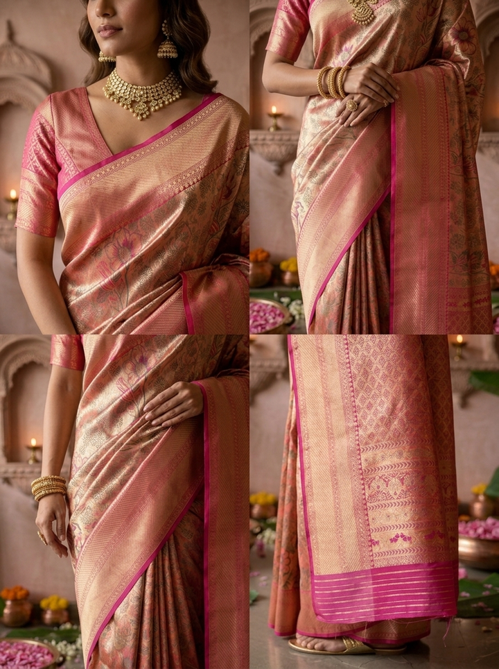 Magenta Banaras Silk Floral Weaved Saree