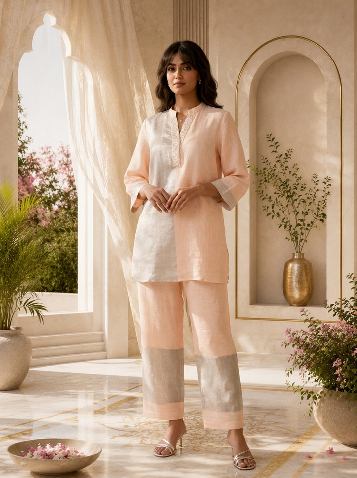 Baby Pink Linen Two Piece Set