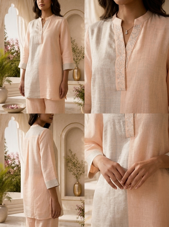 Baby Pink Linen Two Piece Set