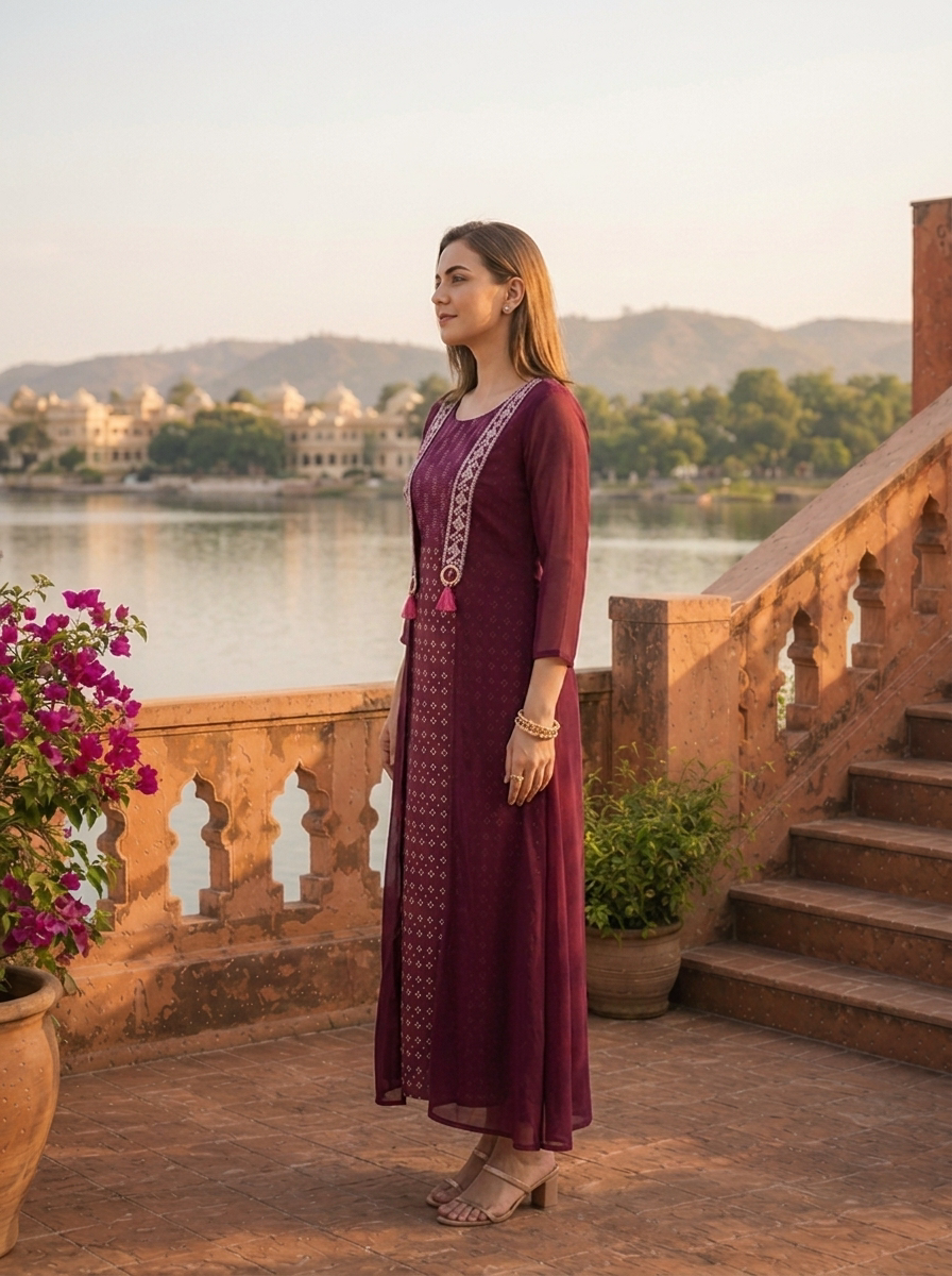 bandhani maxi dress holiCHIC Women's Eden Beaded Bandhani Print Long Sleeve Maxi Dress - Pink