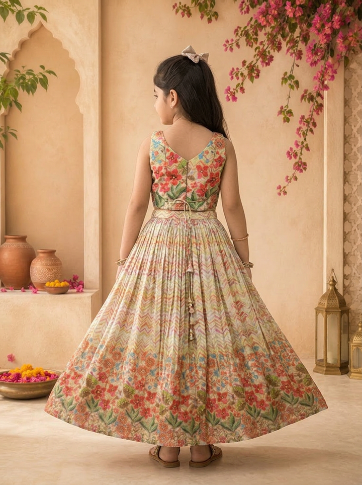 Pista Silk Floral Printed Ghagra Set