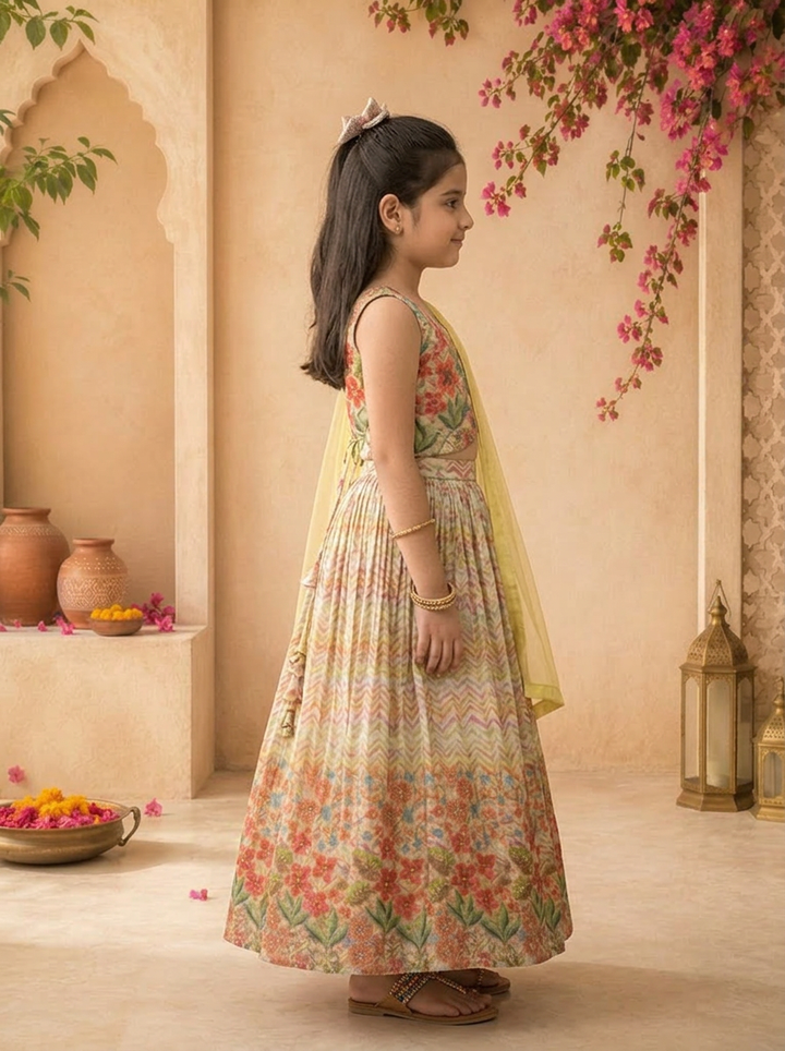 Pista Silk Floral Printed Ghagra Set