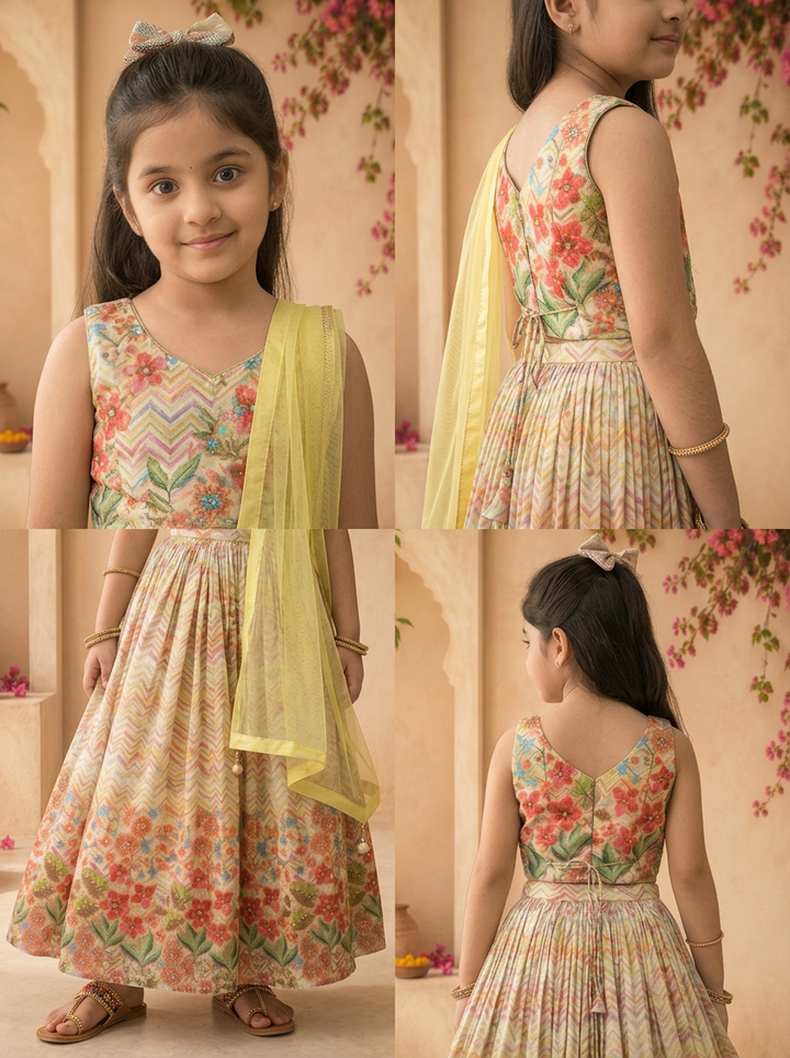 Pista Silk Floral Printed Ghagra Set