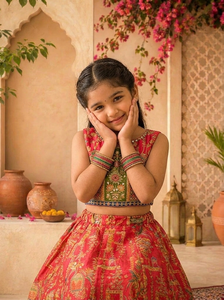 Rani Silk Ethnic Printed Ghagra Set