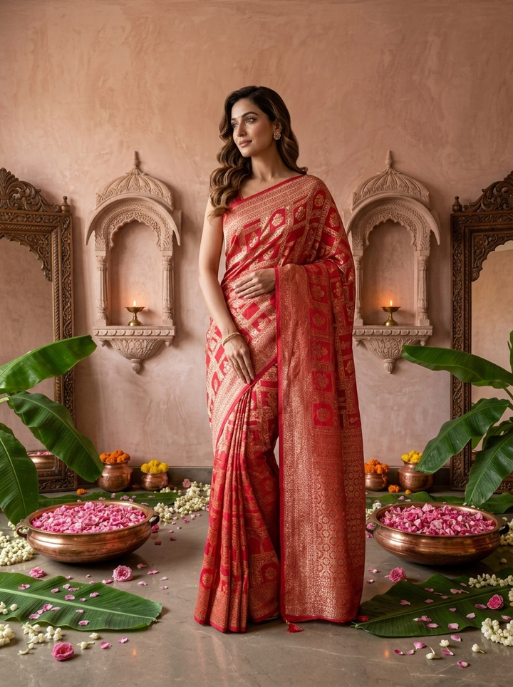 Rani Pink Banaras Weaved Saree