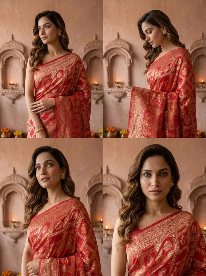 Rani Pink Banaras Weaved Saree