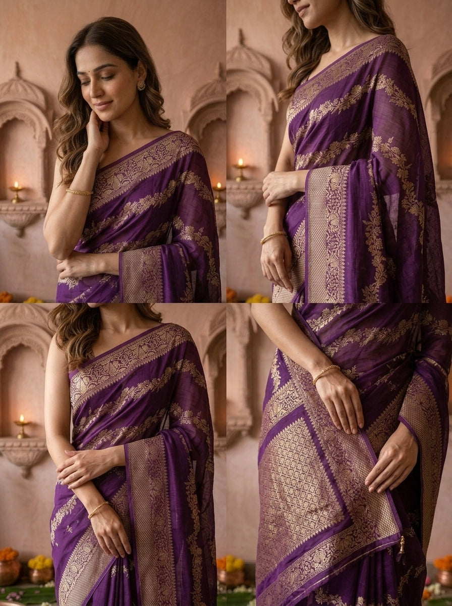 Purple Banaras Weaved Saree