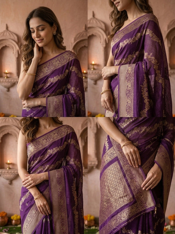 Purple Banaras Weaved Saree