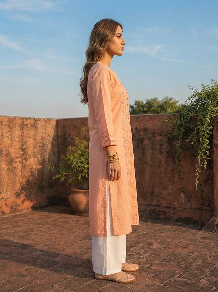 Orange Rayon Multicolor Floral Printed Kurta