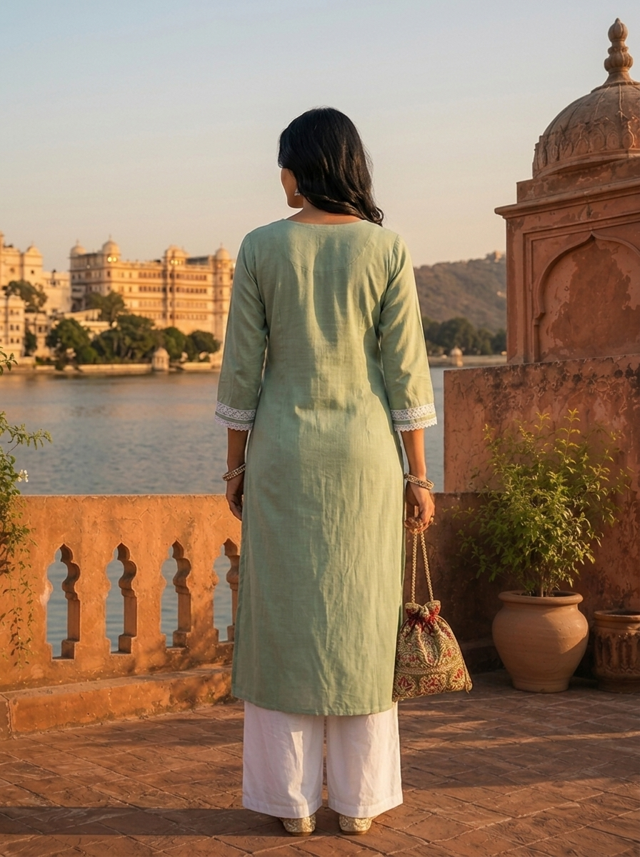 Pista Rayon Paisley And Floral Motifs Embroidered Kurta