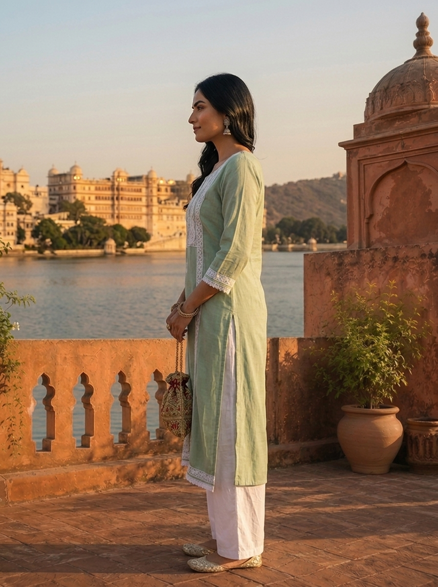 Pista Rayon Paisley And Floral Motifs Embroidered Kurta