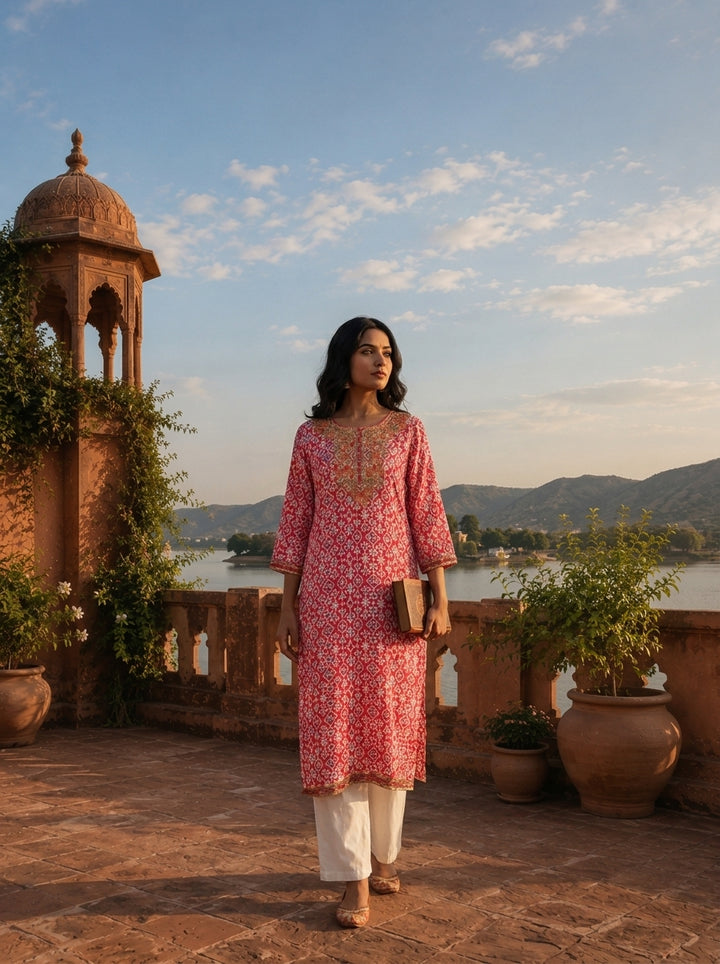 Rani Rayon Geometric Printed Kurta