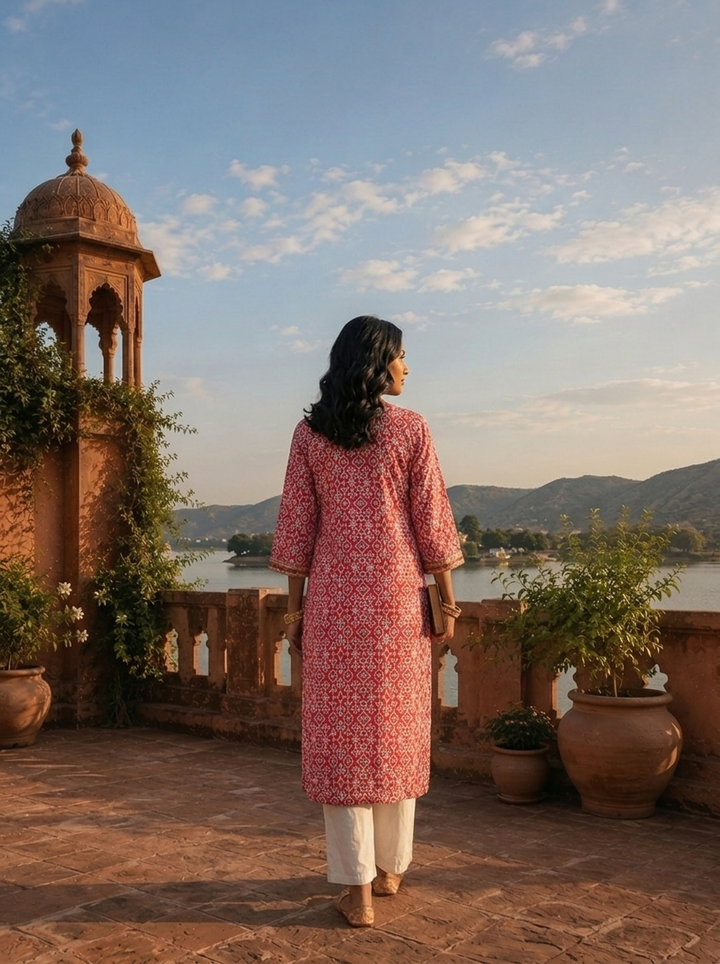 Rani Rayon Geometric Printed Kurta