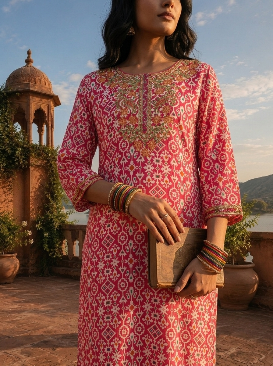Rani Rayon Geometric Printed Kurta