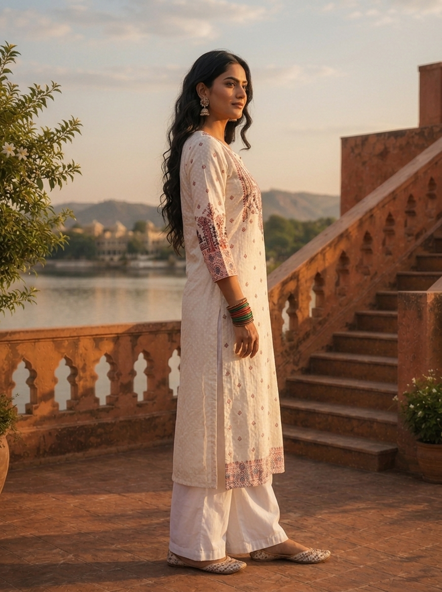 Maroon Muslin Small Buti Motifs Printed Kurta