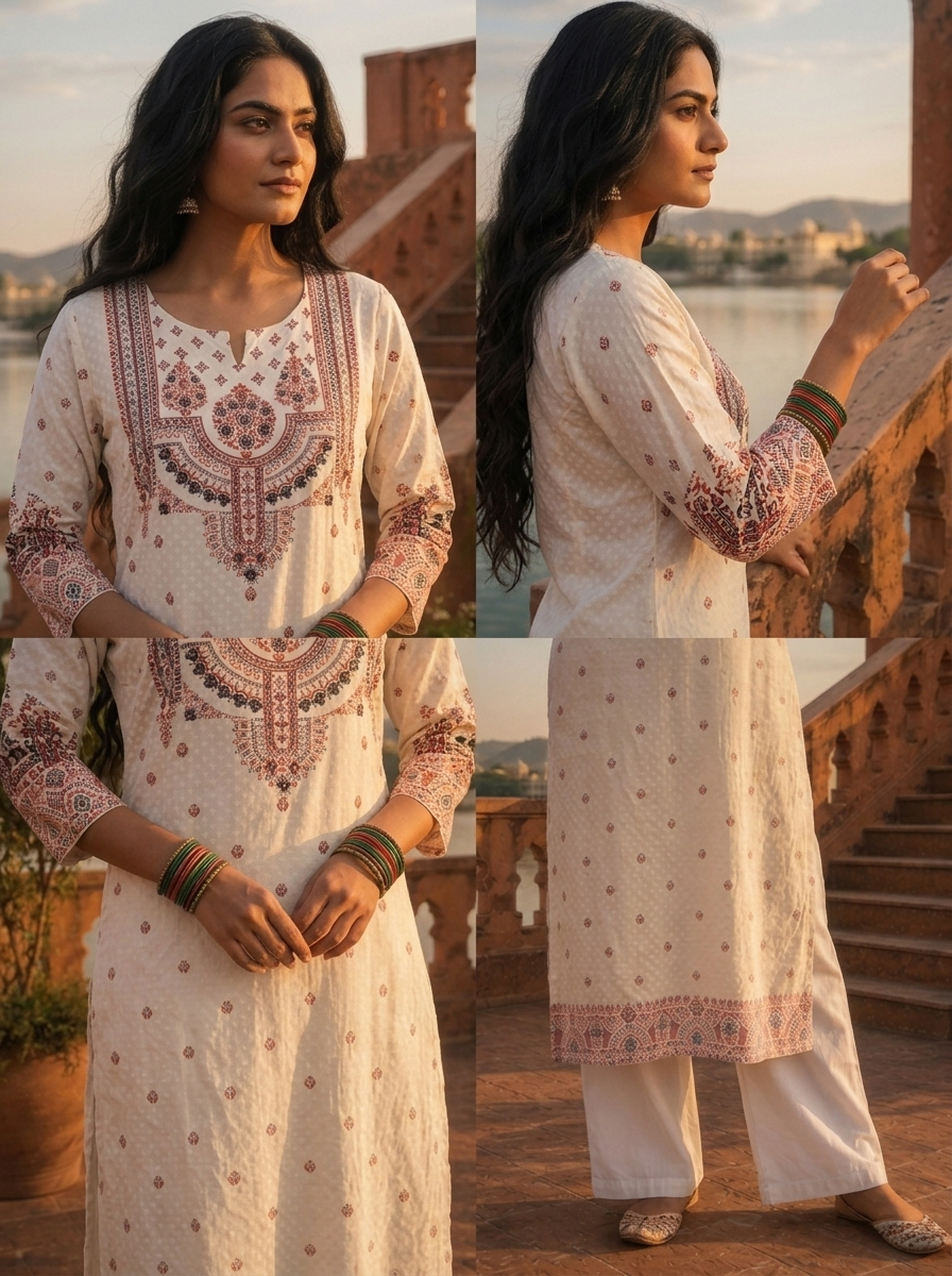 Maroon Muslin Small Buti Motifs Printed Kurta