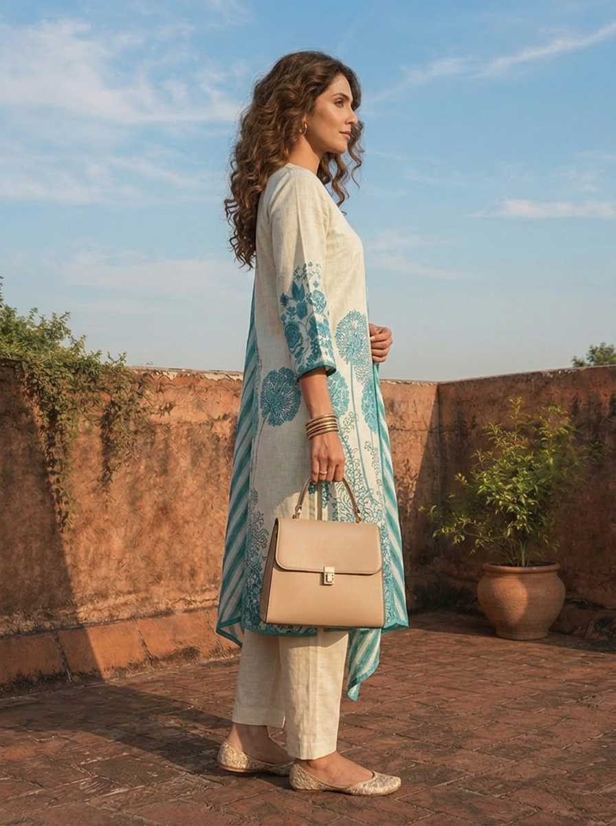 Rama Cotton Modern Placement Printed Three Piece Set