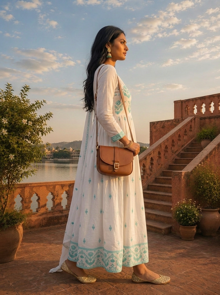 Sea Green Cotton Traditional Motifs Thread Embroidered Three Piece Set
