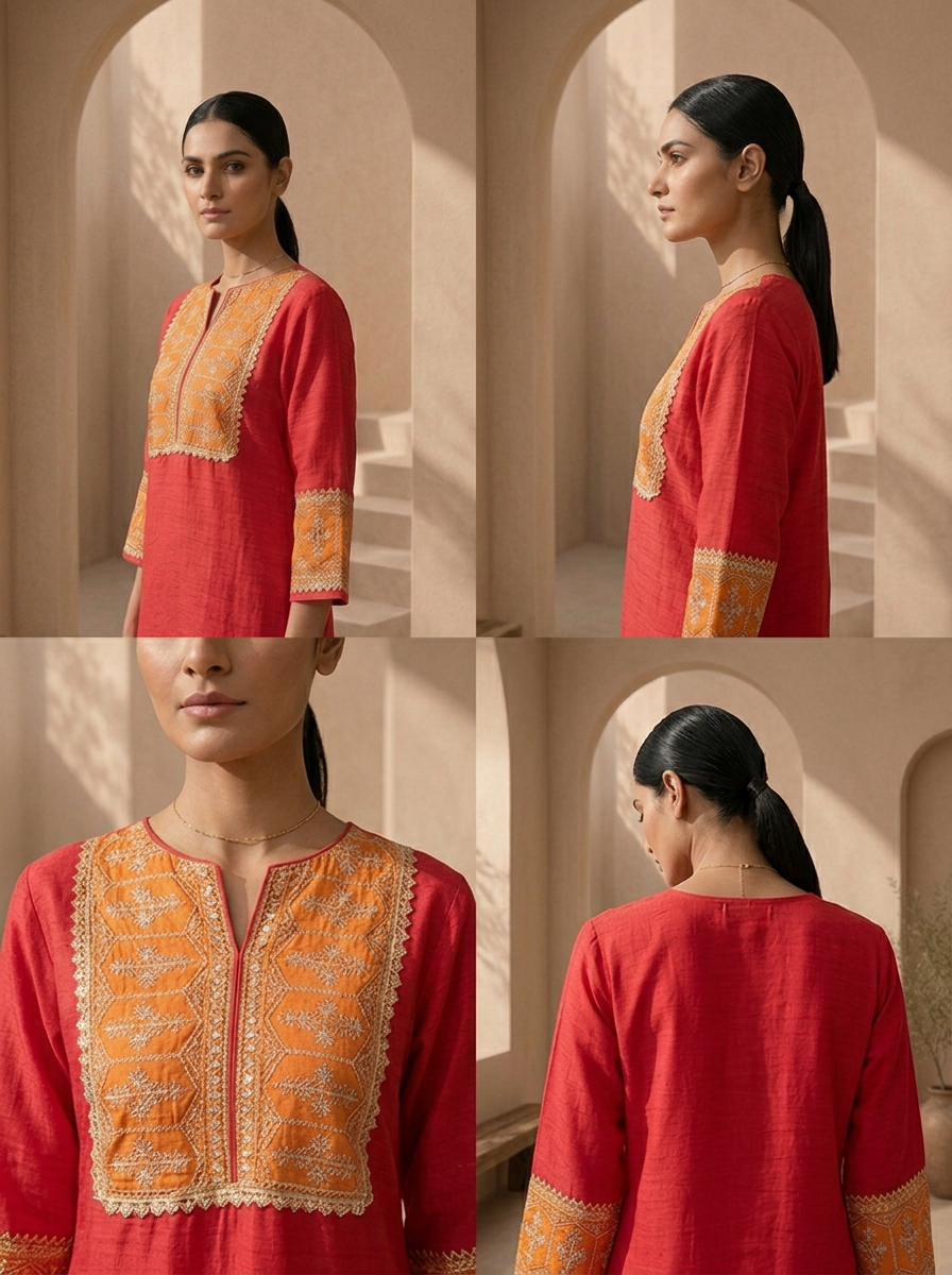 Rani Rayon Solid With Color Block Embroidered Two Piece Set
