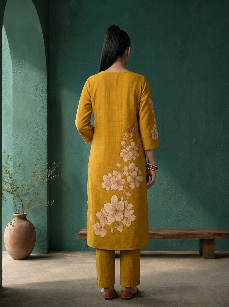 Green Rayon Diagonal Floral Printed Two Piece Set
